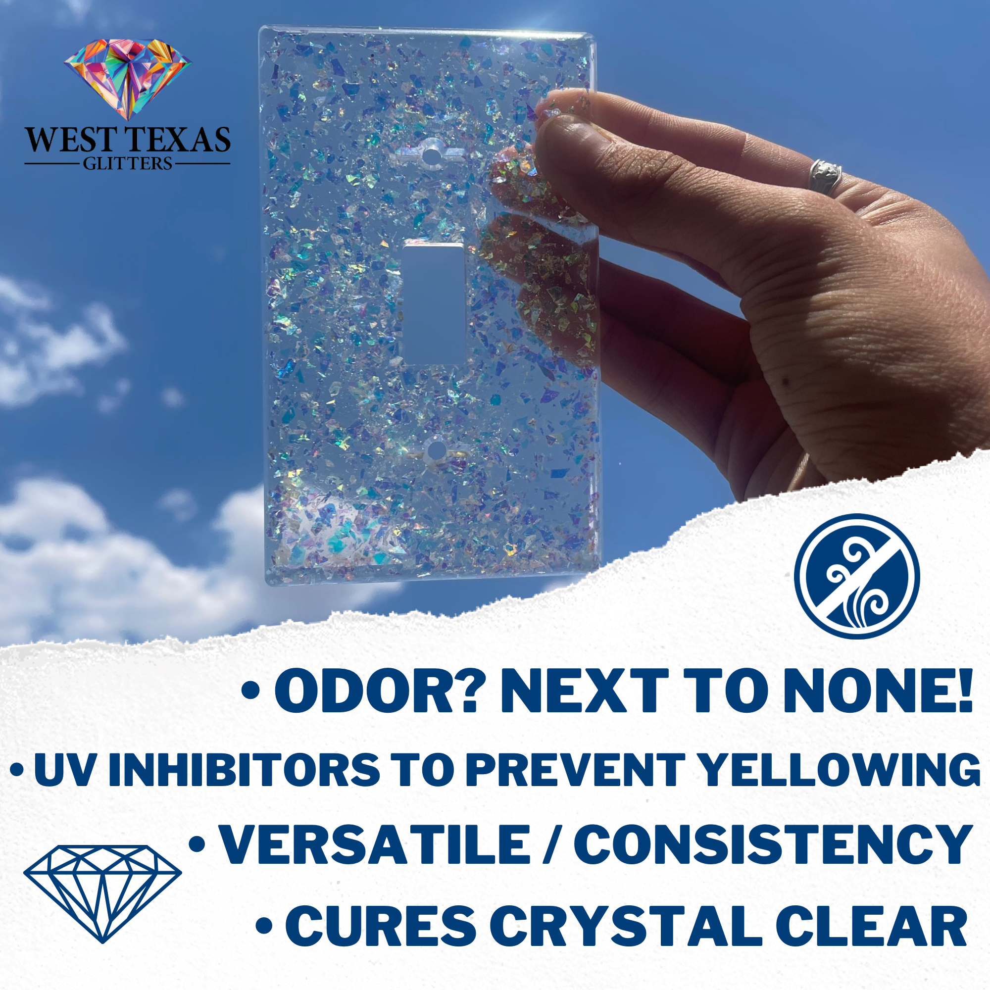 32oz Epoxy Resin – Crystal Clear, Non Yellowing Craft Resin with 8oz Premium Glitter for Jewelry, Molds, Blanks & Crafts