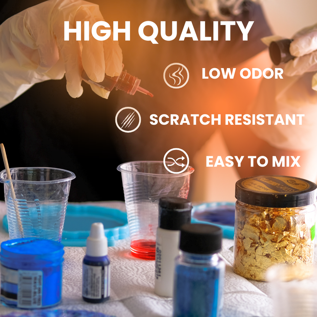 32oz Epoxy Resin – Crystal Clear, Non Yellowing Craft Resin with 8oz Premium Glitter for Jewelry, Molds, Blanks & Crafts