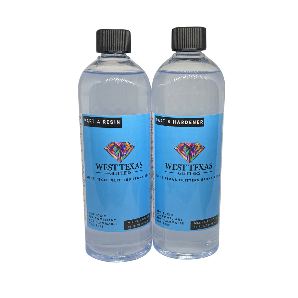 32oz Epoxy Resin – Crystal Clear, Non Yellowing Craft Resin with 8oz Premium Glitter for Jewelry, Molds, Blanks & Crafts