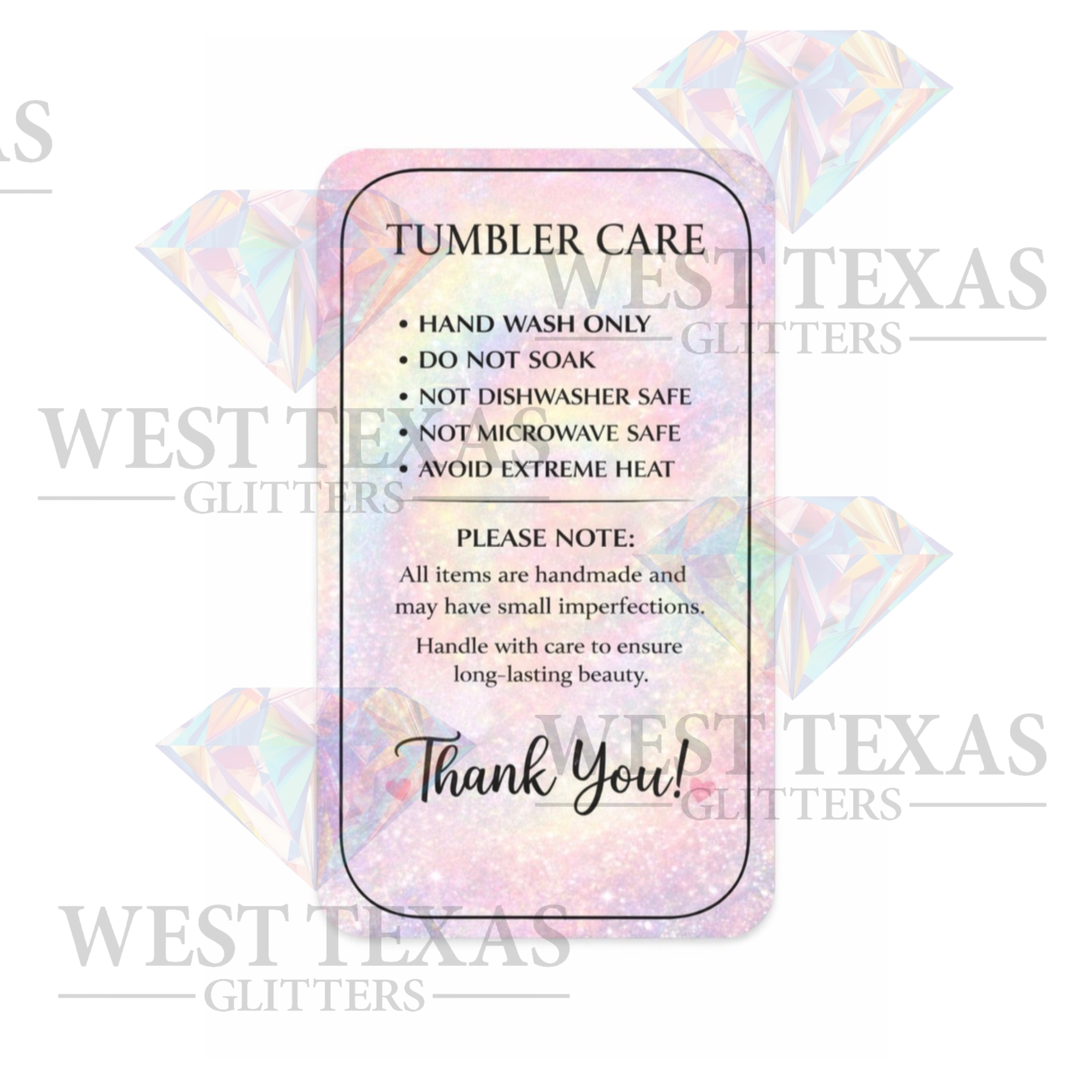 Tumbler Cup Care Card (Digital Download)
